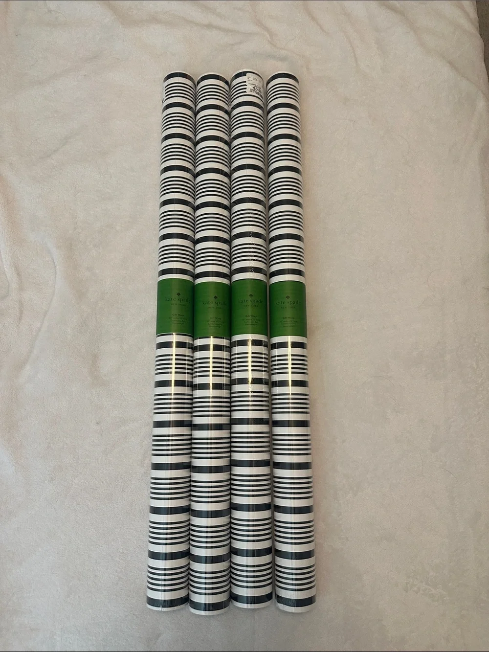 NWT Kate Spade ♠️ Striped Black & White gift Wrap Rolls 4pack